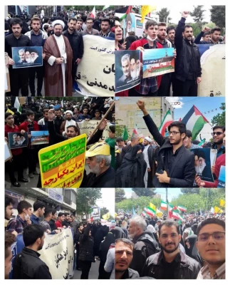 حضور پر شور و حماسی دانشجویان مرکز شهید مدنی (ره)  دانشگاه فرهنگیان استان قم  در راهپیمایی روز جهانی قدس 